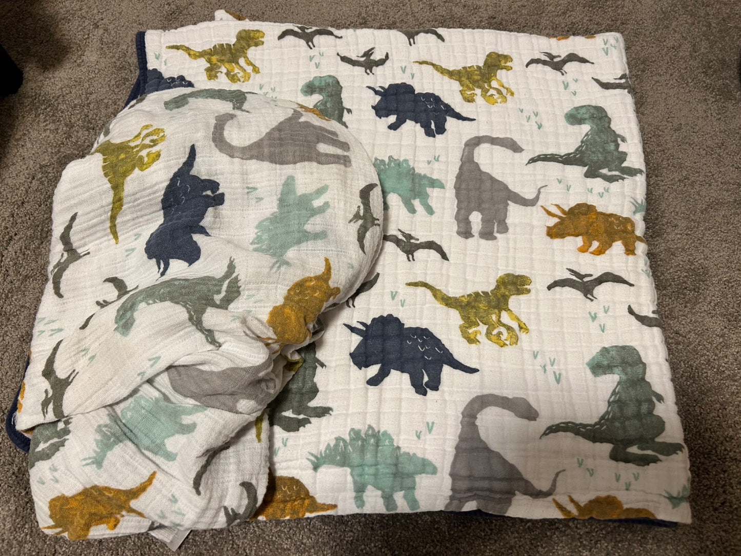 Little Unicorn muslin Dinosaur crib blanket and sheets