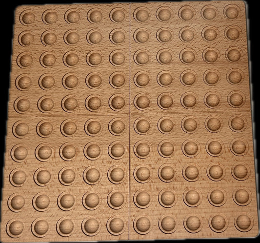 Papoose wood hundred board with wool balls