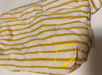 Bundle of Pehr yellow stripe "on the go" changing pad, pouch and mini pouch