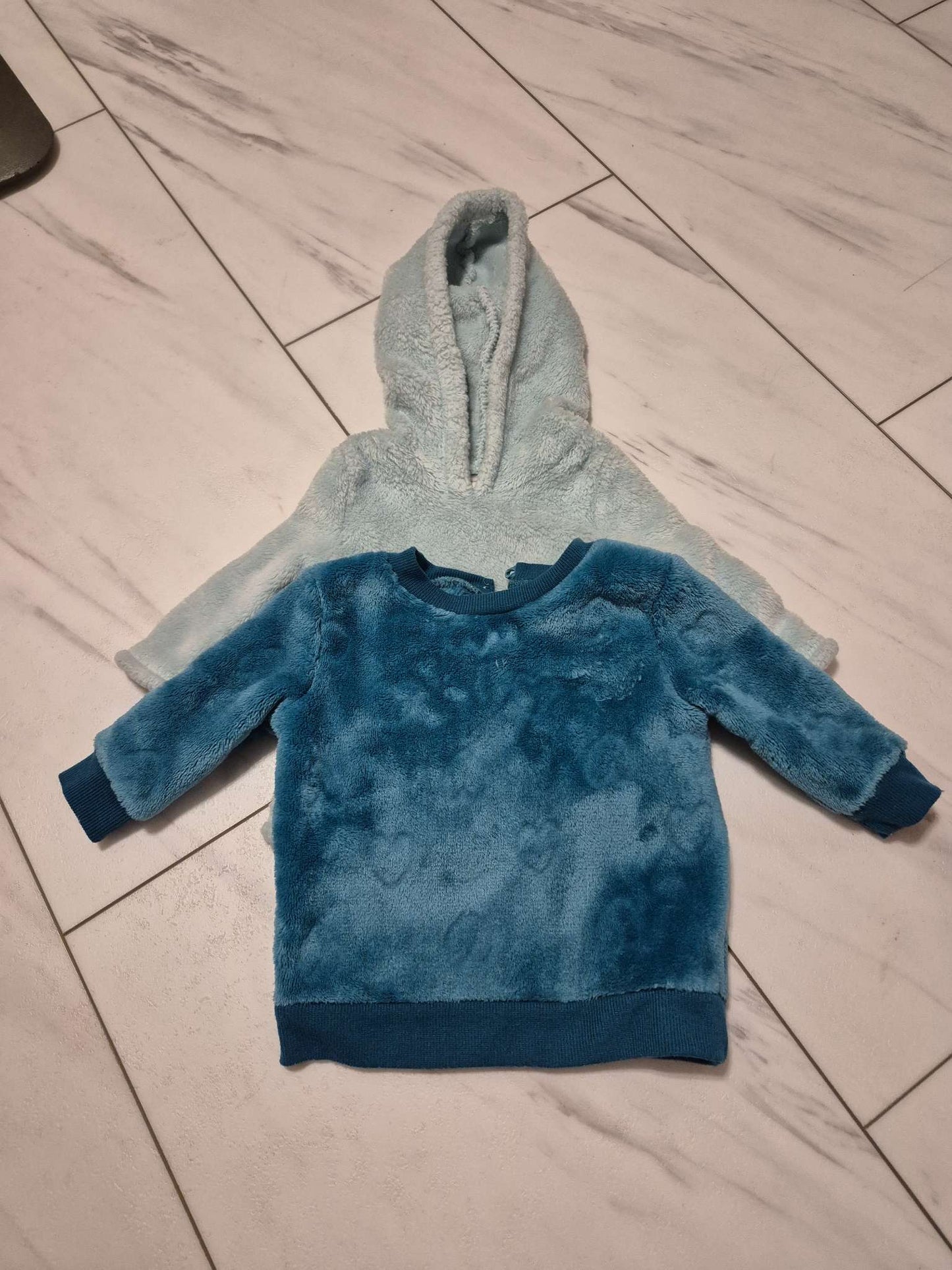 Light/Dark Blue Fuzzy Sweater Bundle, 0-3M, Kids 3 Month (0-3M)