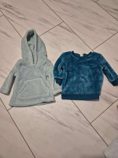 Light/Dark Blue Fuzzy Sweater Bundle, 0-3M, Kids 3 Month (0-3M)