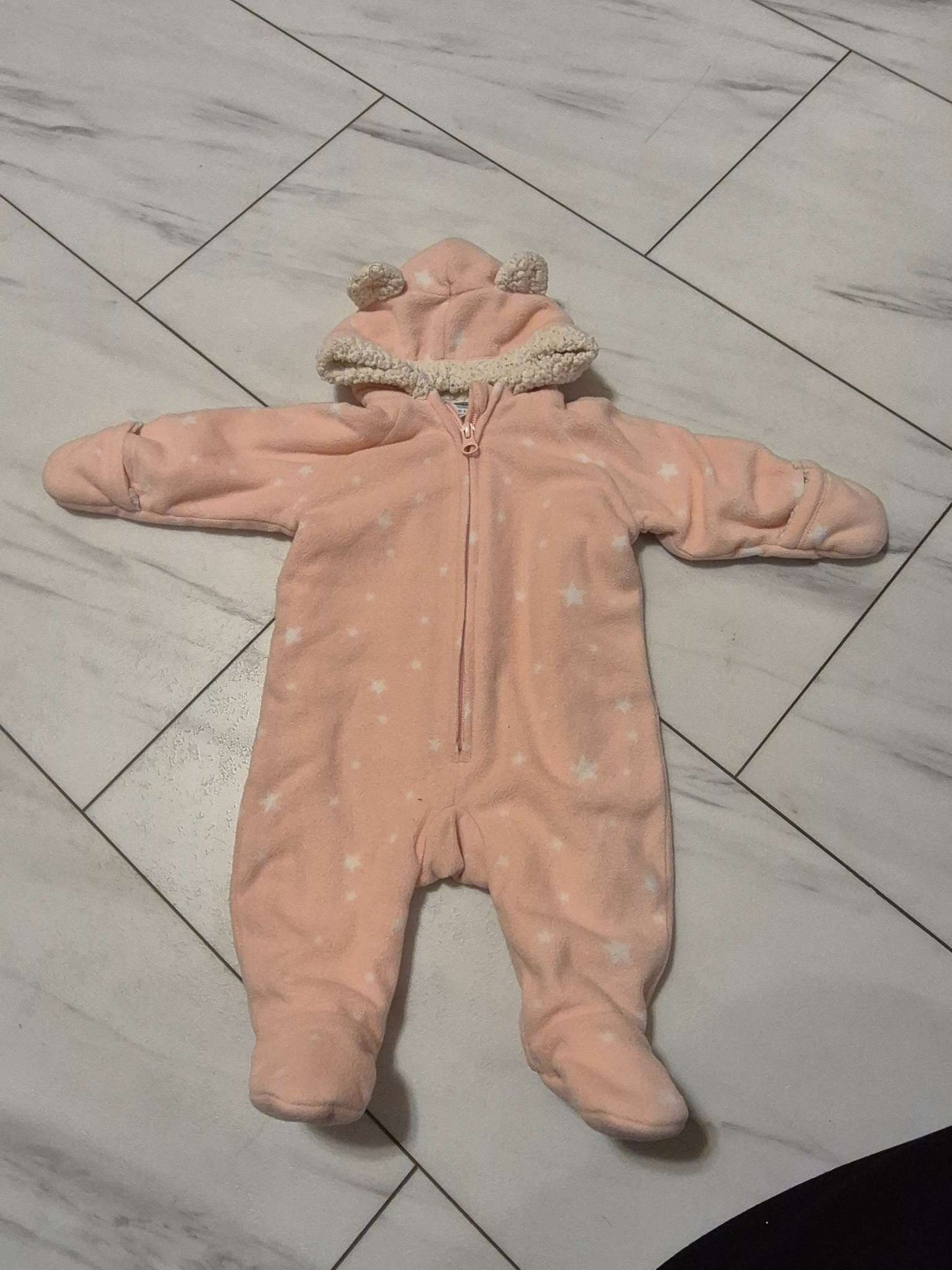 Fuzzy Pink Bunting Suit, 0-3M, Kids 3 Month (0-3M)