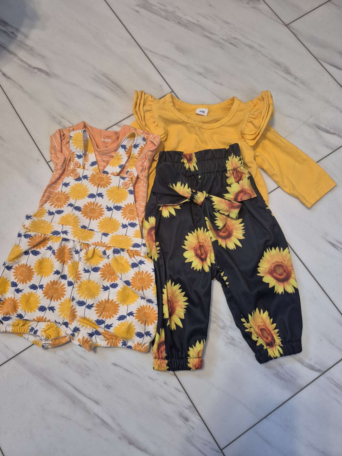 Sunflower Outfit Bundle, Yellow/Orange, 6-9M, Kids 9 Month (6-9M)