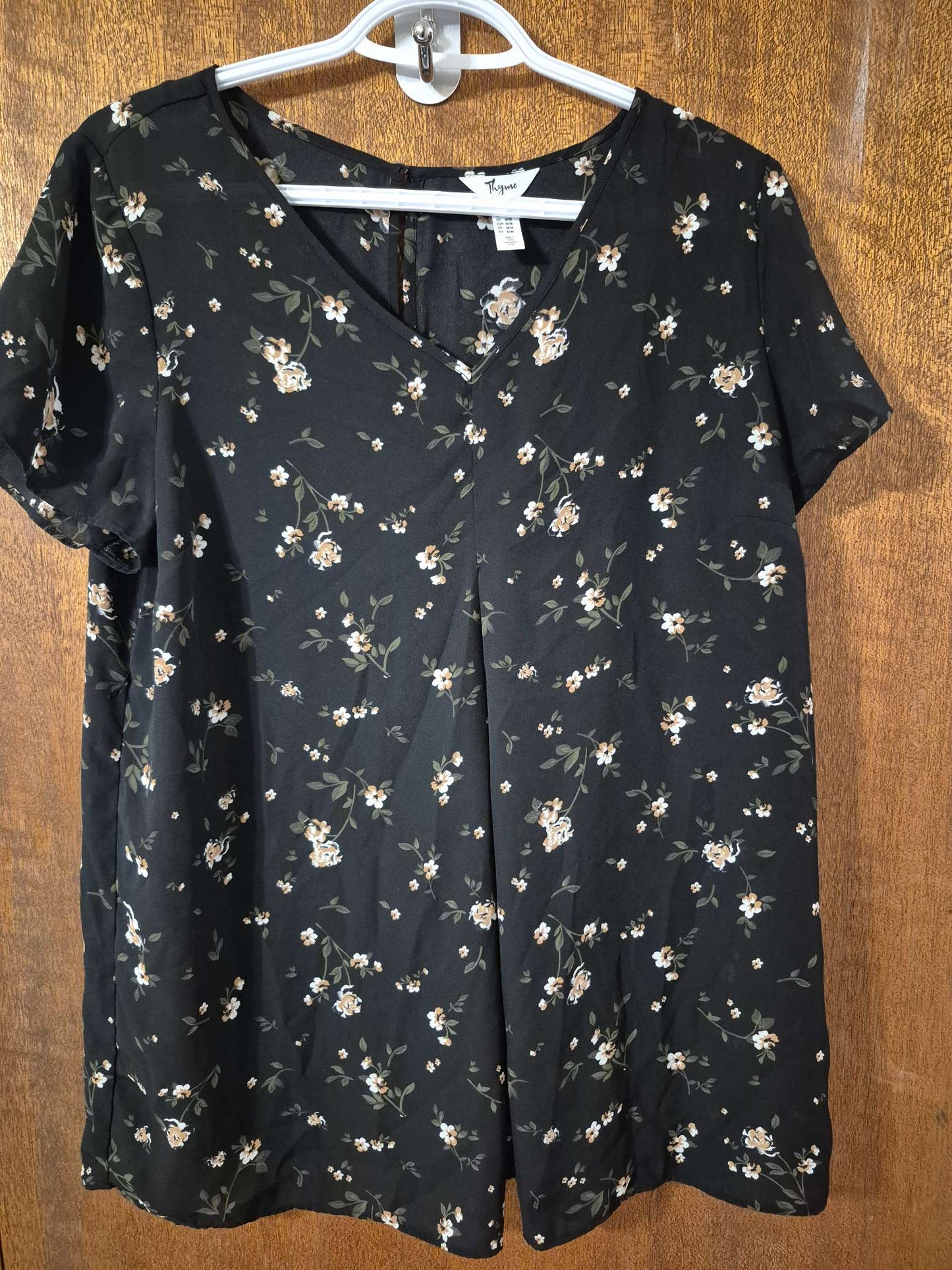 Black Floral Flowing Maternity Top, Medium, Maternity M (8-10)