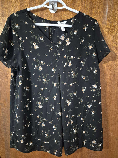 Black Floral Flowing Maternity Top, Medium, Maternity M (8-10)