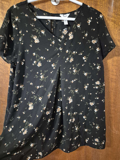 Black Floral Flowing Maternity Top, Medium, Maternity M (8-10)