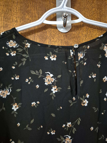Black Floral Flowing Maternity Top, Medium, Maternity M (8-10)