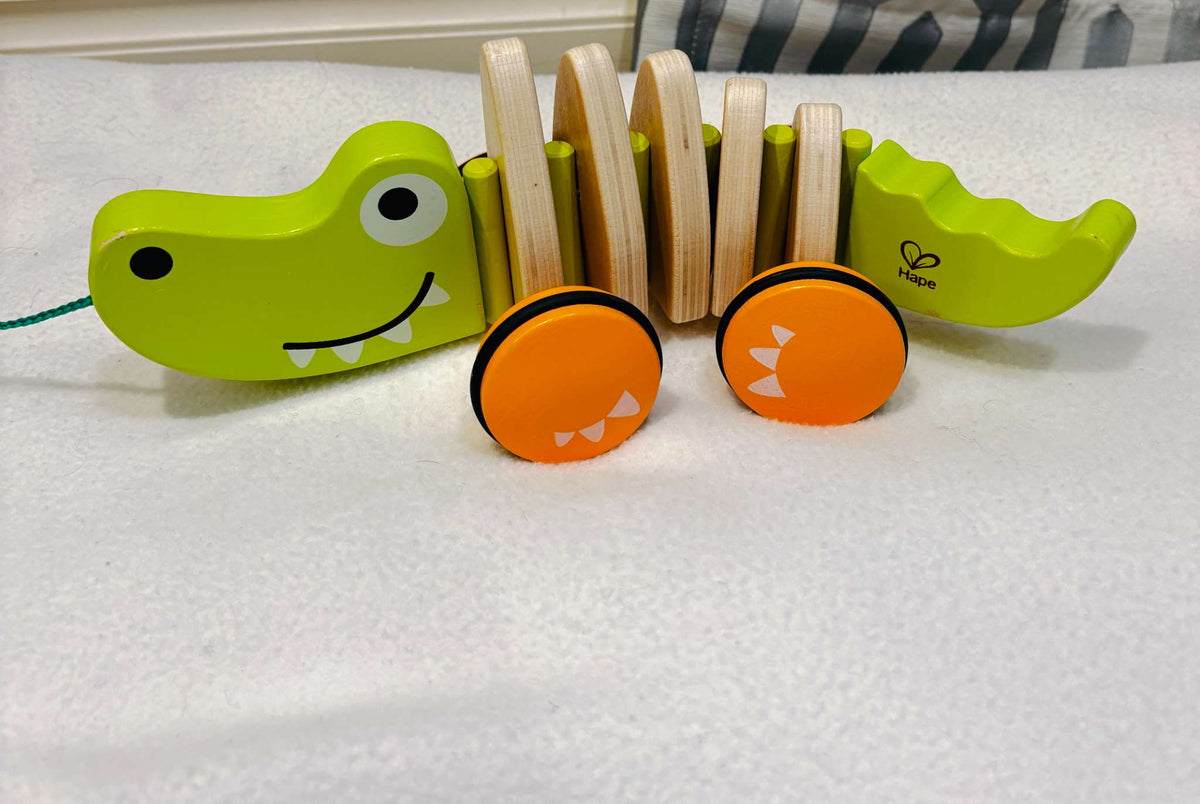 Hape Walk-A-Long Croc – Wooden Pull-Along Crocodile Toy