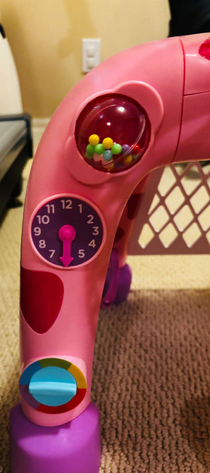 Move2Play Pink Giraffe Basketball Hoop & Soccer Goal Activity Centre