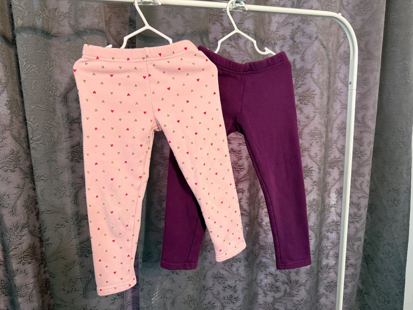 Fuzzy Lined Pants x 2 (pink/purple), Kids 6/6X