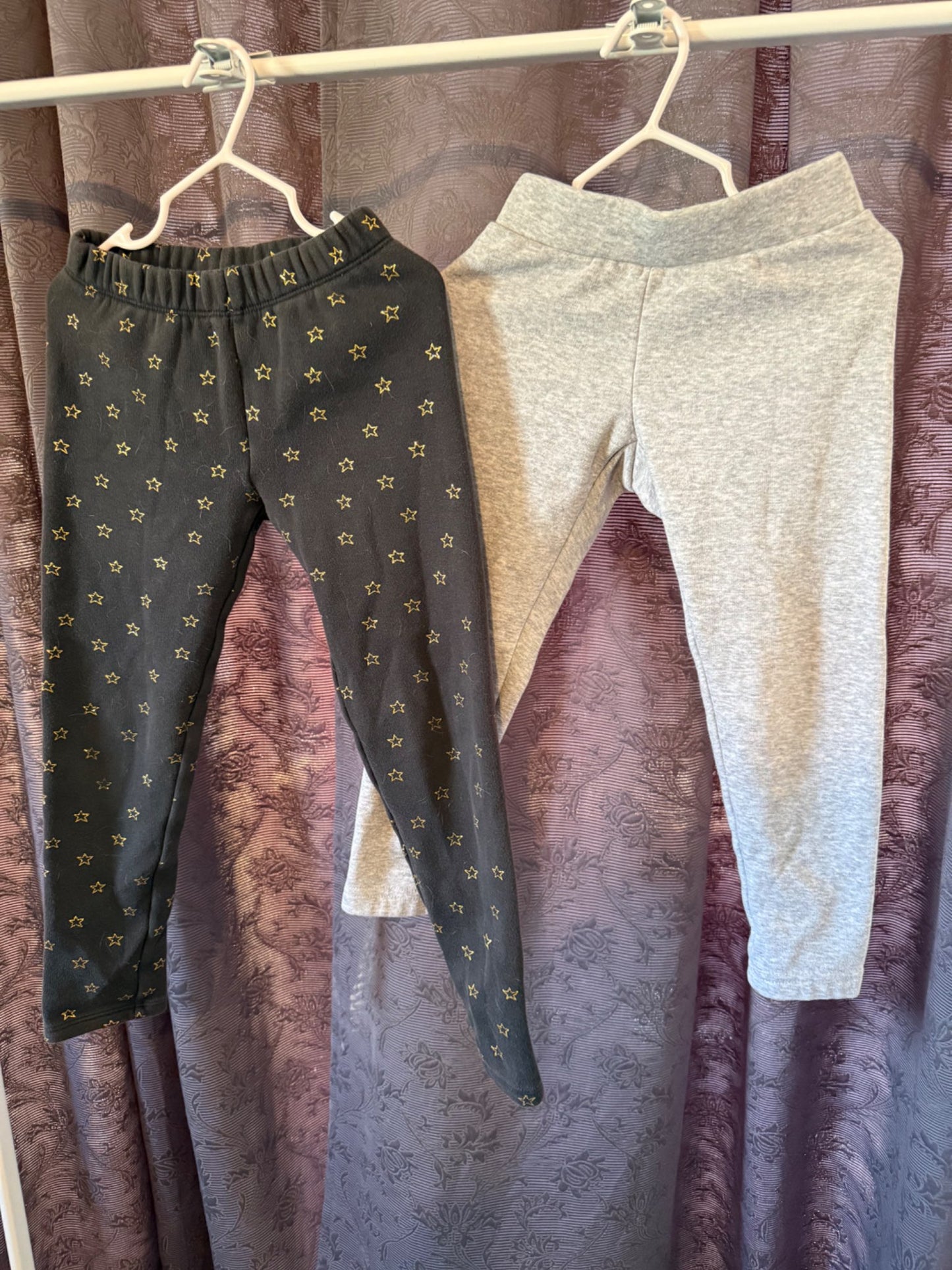 Fleece Lined Leggings x 2 (black, grey), Kids 5/5T