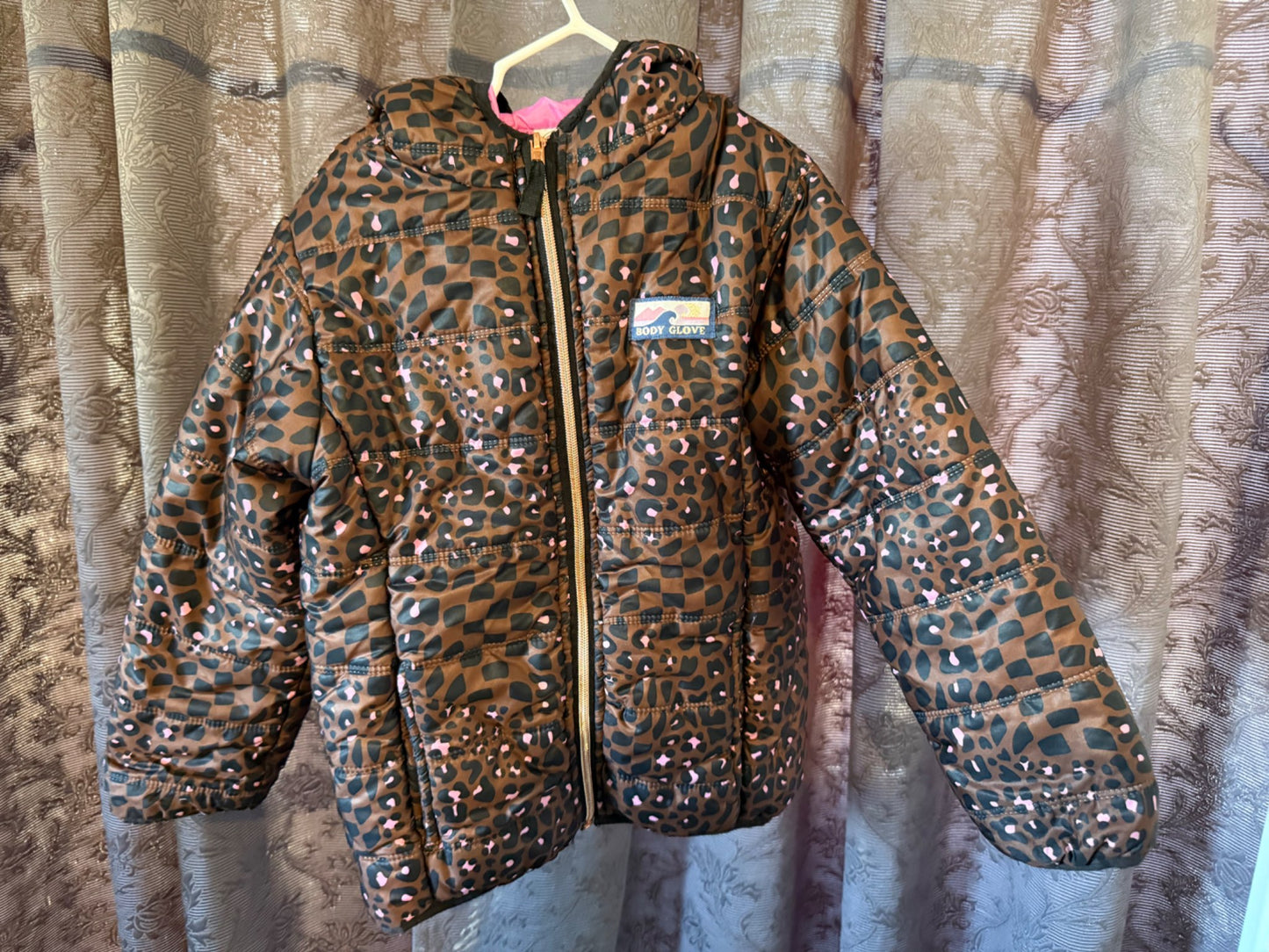 Animal Print Puffy Jacket, Kids 6/6X