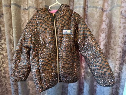 Animal Print Puffy Jacket, Kids 6/6X