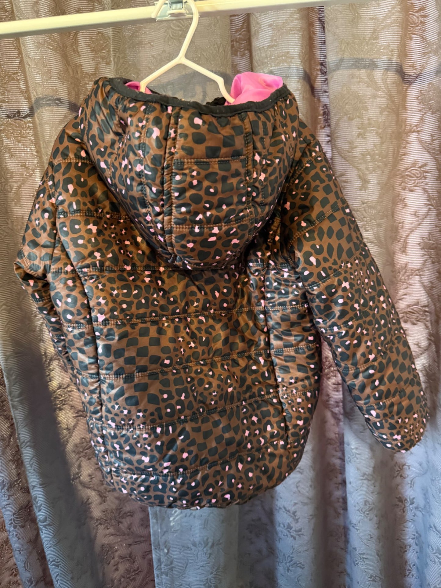 Animal Print Puffy Jacket, Kids 6/6X