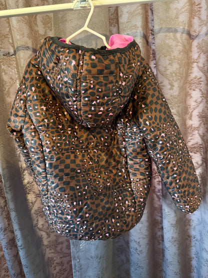 Animal Print Puffy Jacket, Kids 6/6X