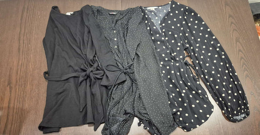 3 Black Maternity Long Sleeve Blouses, Size Small, EUC, Maternity S (4-6)