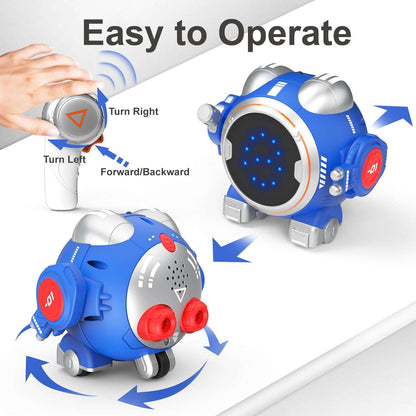 Remote-Controlled Interactive Robot Toy for Kids, Touch Sensor Control, LED Display, Battery Powered, Ages 3+ (Blue)