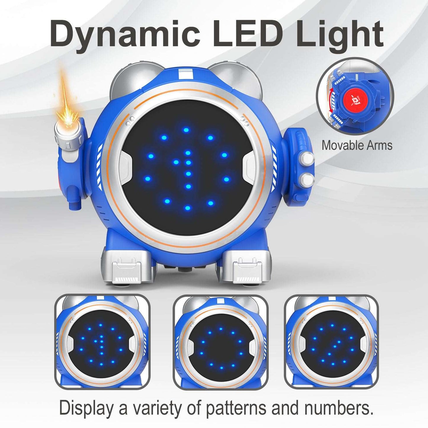 Remote-Controlled Interactive Robot Toy for Kids, Touch Sensor Control, LED Display, Battery Powered, Ages 3+ (Blue)