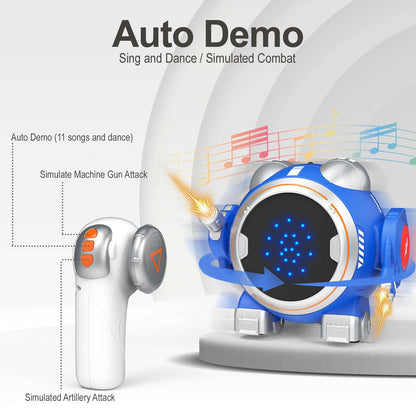 Remote-Controlled Interactive Robot Toy for Kids, Touch Sensor Control, LED Display, Battery Powered, Ages 3+ (Blue)