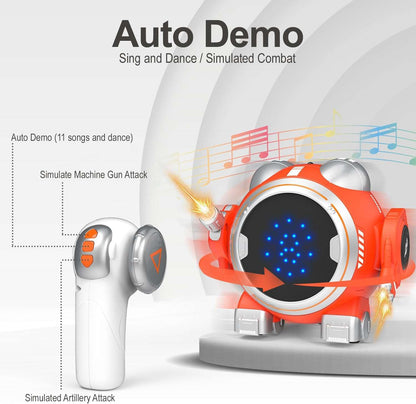Remote-Controlled Interactive Robot Toy for Kids, Touch Sensor Control, LED Display, Battery Powered, Ages 3+ (Yellow)