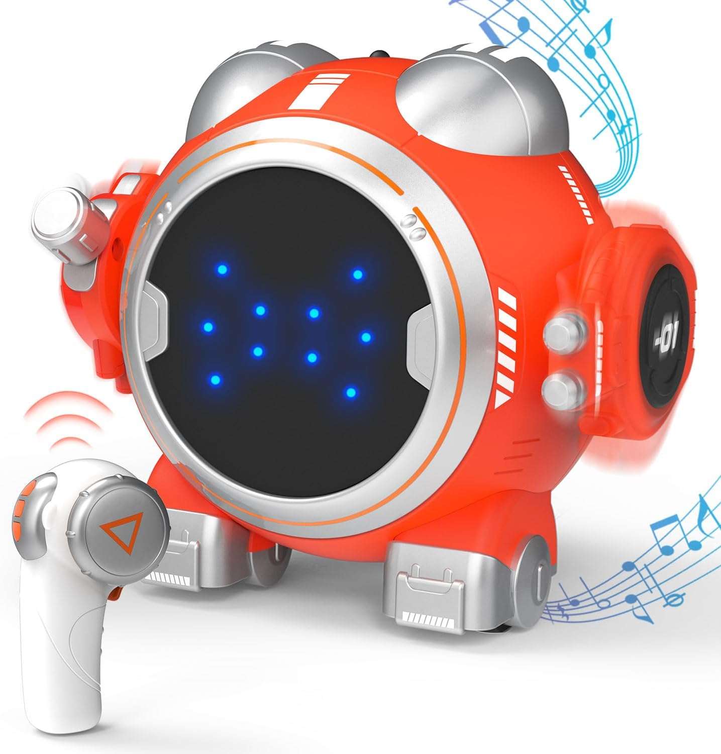 Remote-Controlled Interactive Robot Toy for Kids, Touch Sensor Control, LED Display, Battery Powered, Ages 3+ (Orange)