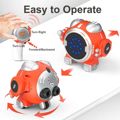 Remote-Controlled Interactive Robot Toy for Kids, Touch Sensor Control, LED Display, Battery Powered, Ages 3+ (Orange)