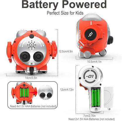 Remote-Controlled Interactive Robot Toy for Kids, Touch Sensor Control, LED Display, Battery Powered, Ages 3+ (Orange)