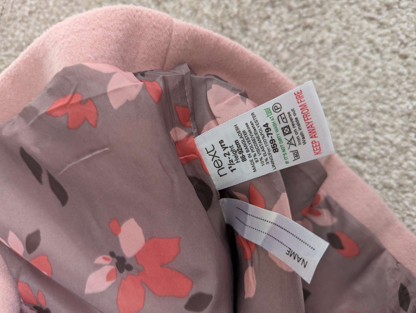 Next UK pink coat, Kids 24 Month (18-24M)