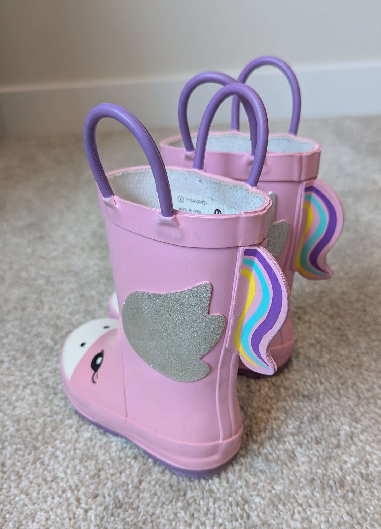 Unicorn rain boots, Shoes 6 (Walkers:12-24 mth)