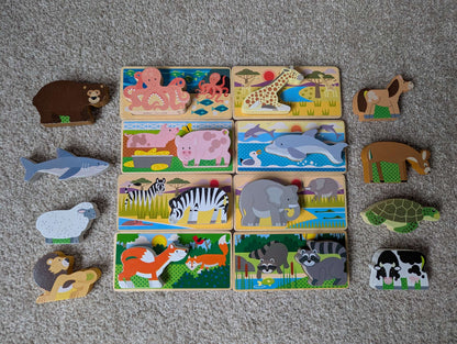 Wooden flip animal puzzles