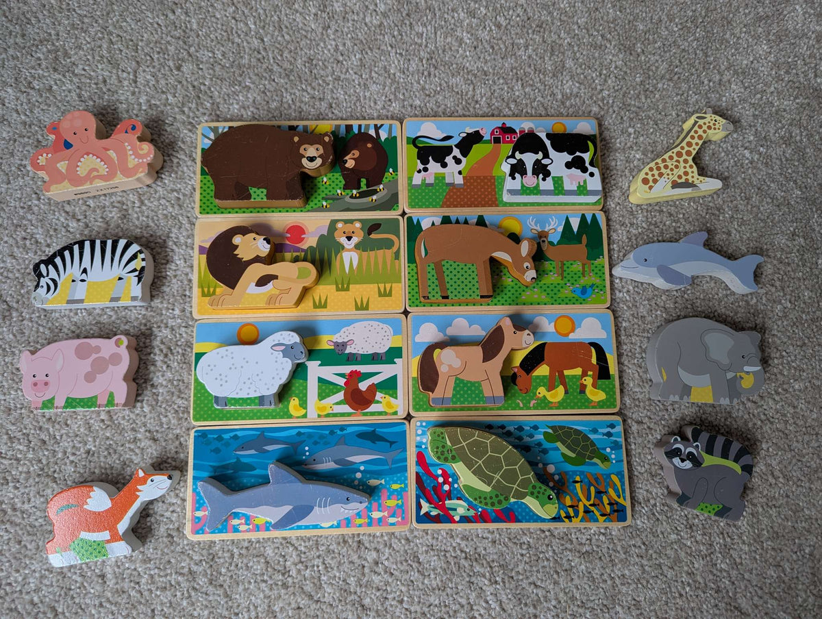 Wooden flip animal puzzles