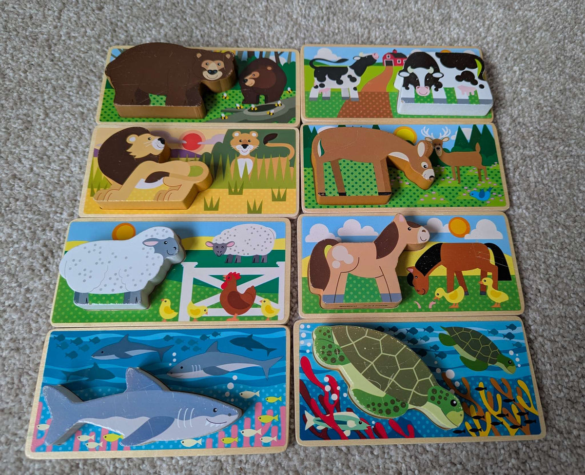 Wooden flip animal puzzles