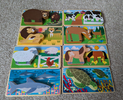 Wooden flip animal puzzles