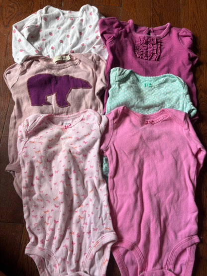 6 long sleeve  onesies 3-6 months