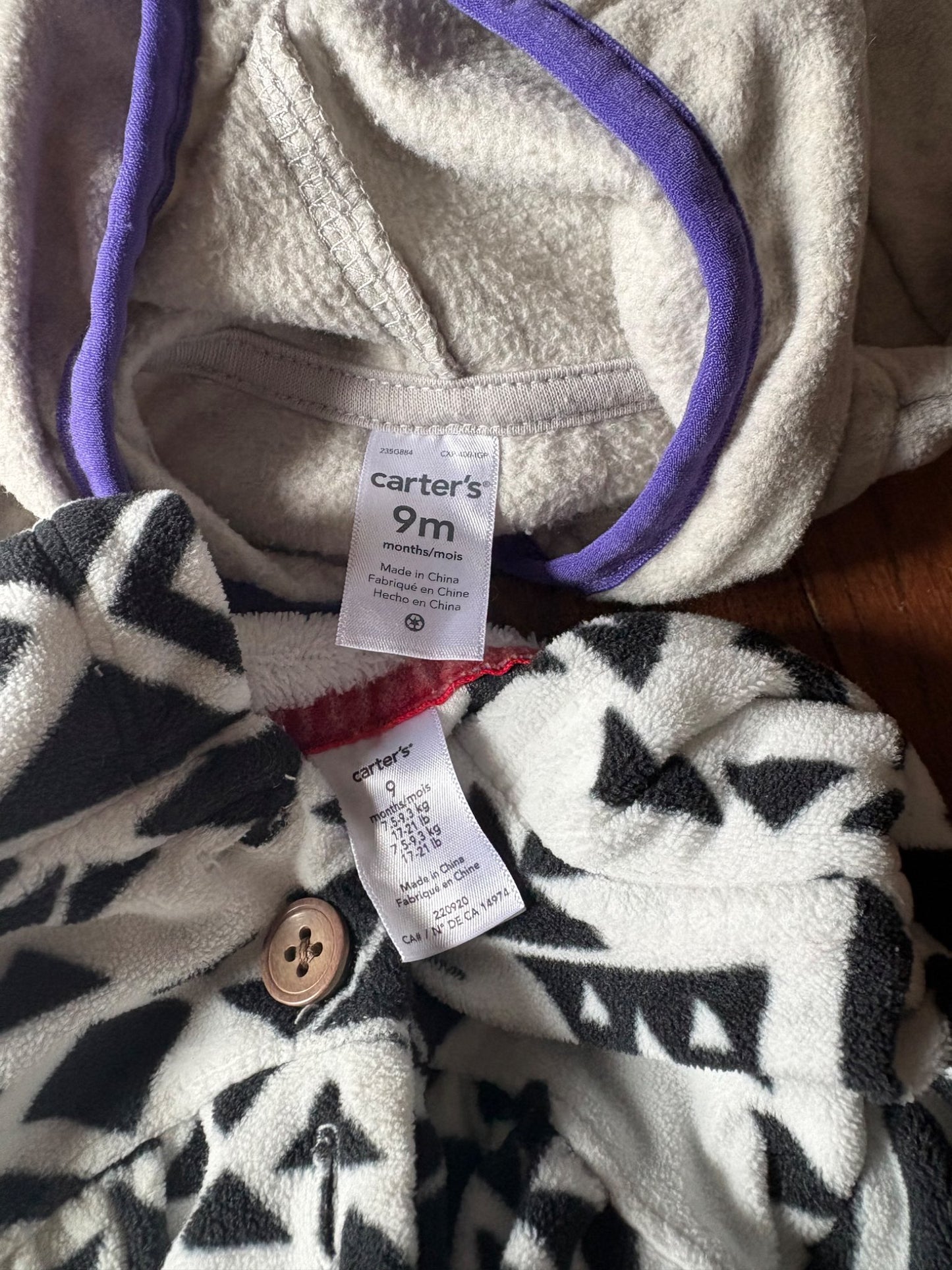 Carters fleece jackets 9 months , Kids 9 Month (6-9M)