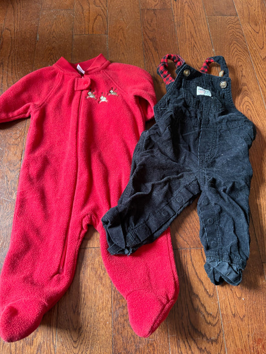 Christmas sleeper and overalls 3 months, Kids 3 Month (0-3M)