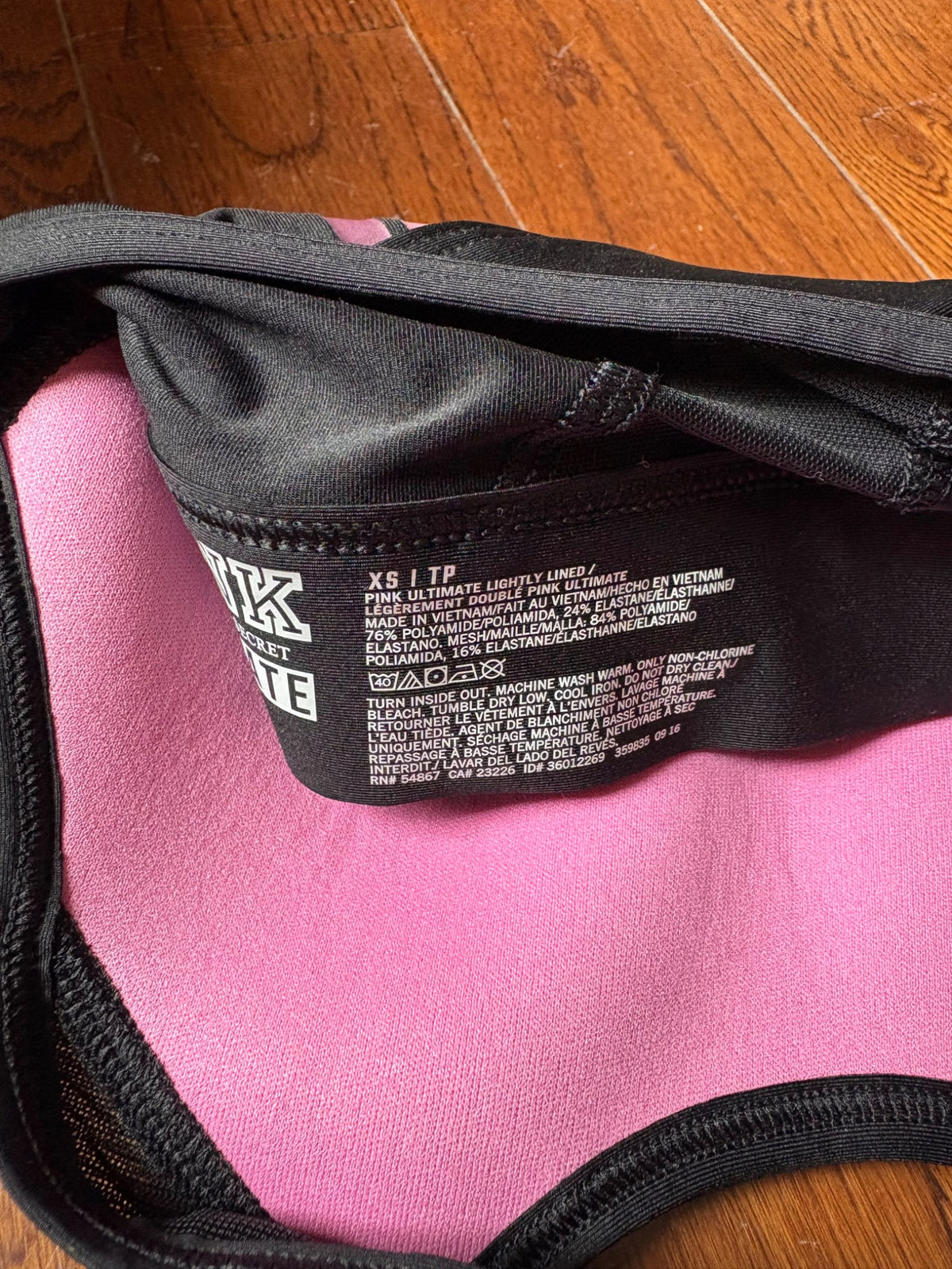 Pink Sports Bra XS, Kids 14