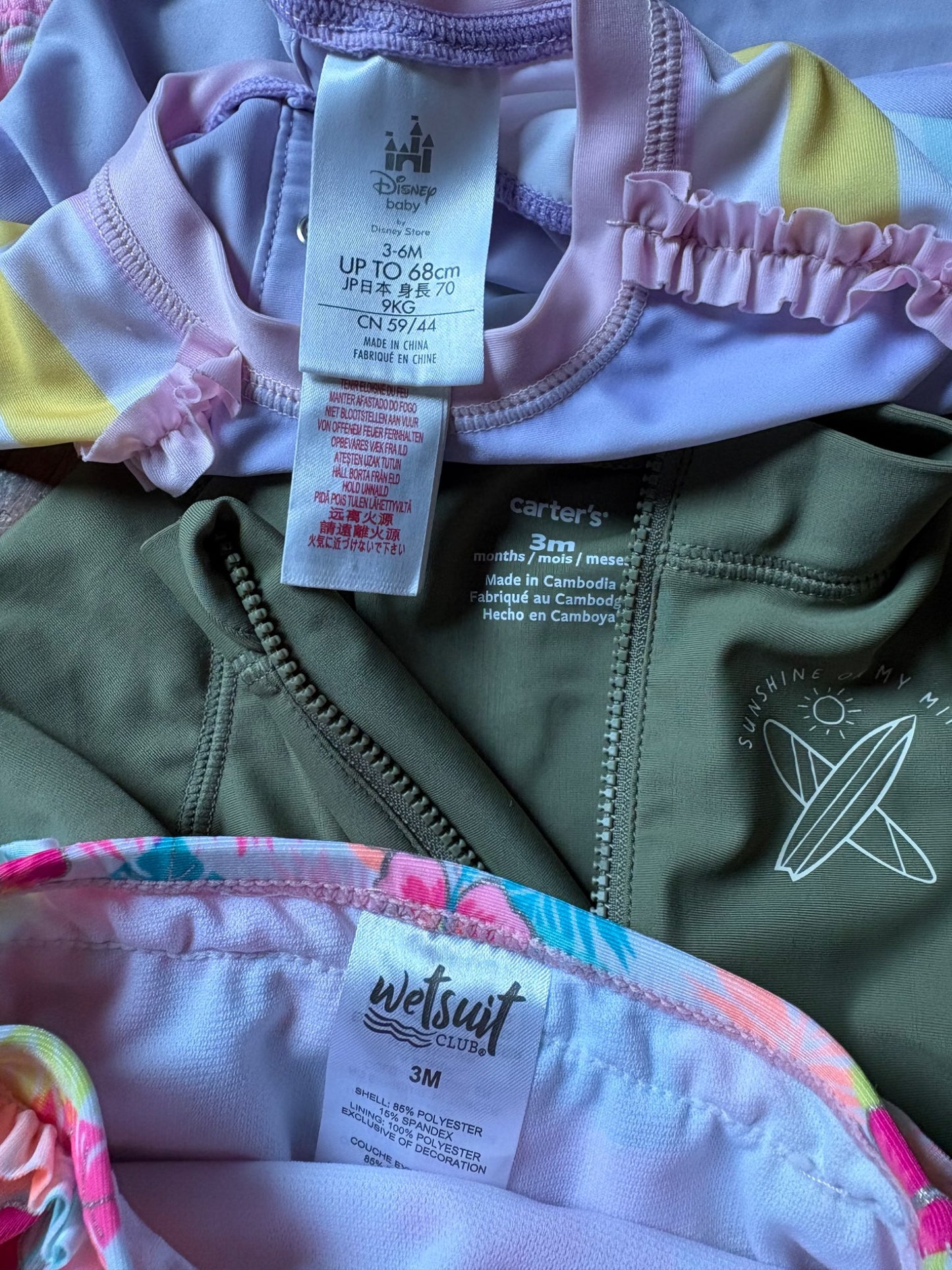 Various branded swimsuits in size 3 months, Kids 6 Month (3-6M)