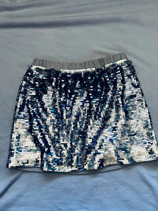 VGUC -  Crewcuts, Silver Sequin Skirt, size 8, retails $60 new, Kids 8
