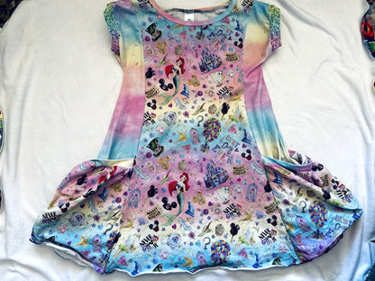 EUC - Small Shop, MSB Handmade, Pocket Dress, Disney Print, Size 7, retails $85 new, Kids 7