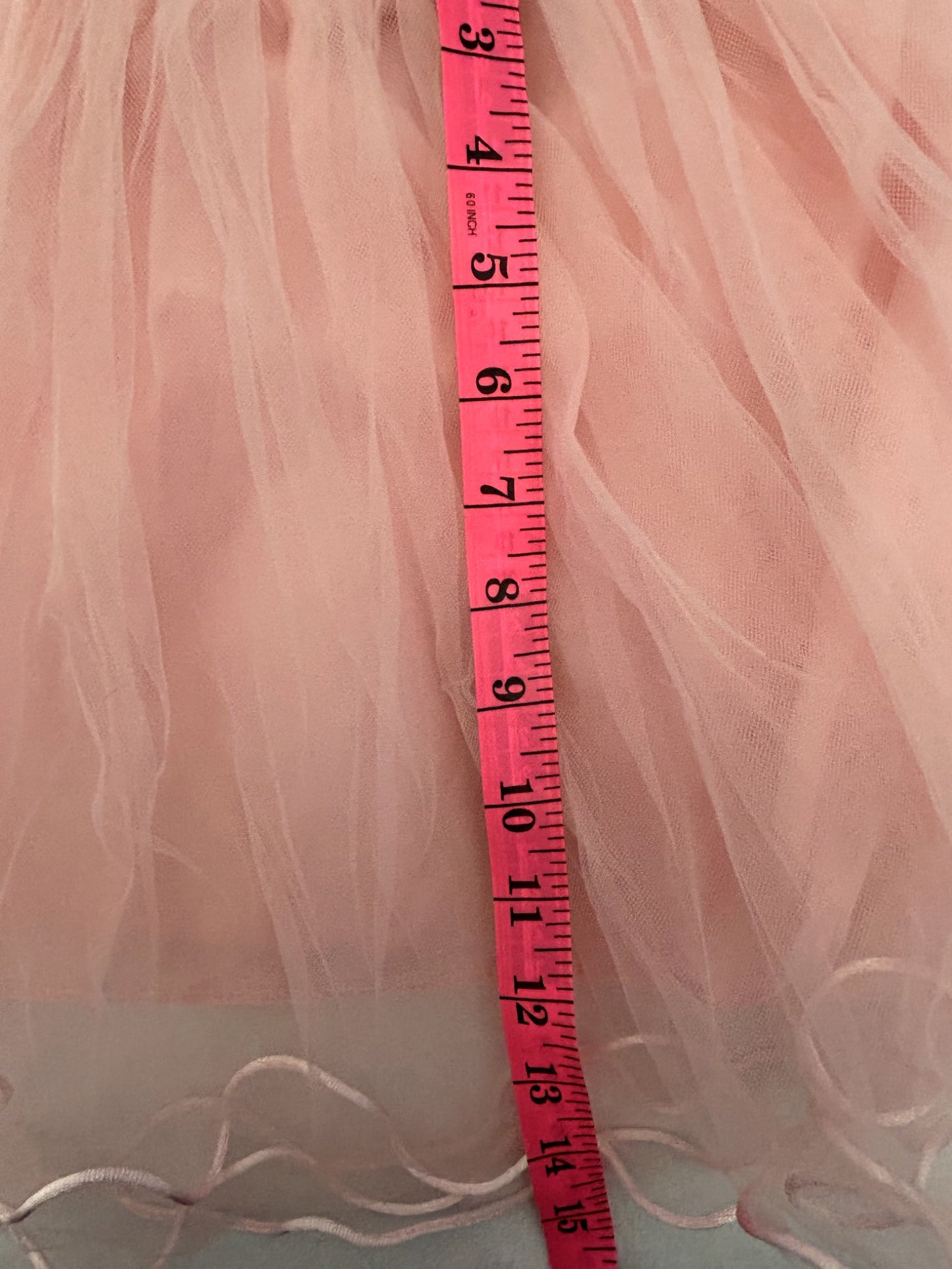 EUC - Pink Tulle Skirt with curled edging,  size 6/7, Kids 6/6X