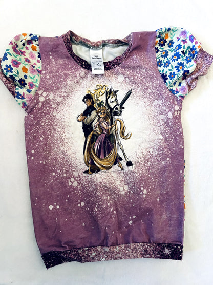 VGUC -  Small Shop, MSB handmade, custom T-Shirt with puff sleeves, Disney Rapunzel, size 5/6, retails $45 new, Kids 5/5T