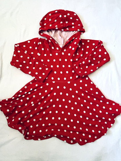 VGUC - Small Shop, Vi&Jax, Hooded long sleeve curved peplum, red polka dot, size 6/7, retails $55 new, Kids 6/6X