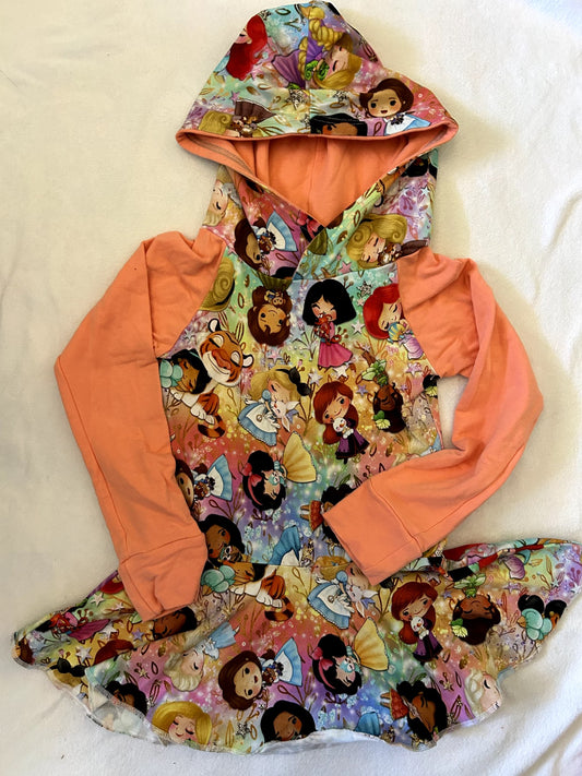 VGUC - Small Shop, Lavender & Lilac, Hooded long sleeve peplum, Disney princess pets, size 6, Kids 6/6X