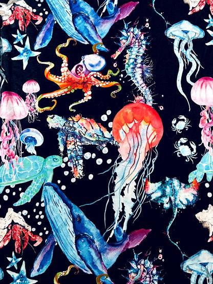 EUC - Small Shop, Vi&Jax, Hooded long sleeve shirt, deep sea creature print, size 12/14y, retails $75 new, Kids 12