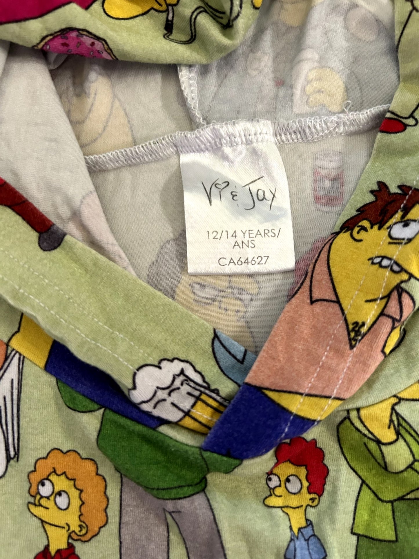 VGUC - Small Shop, Vi&Jax, Bamboo Hooded T-shirt, Simpsons print, Size 12/14, Kids 12