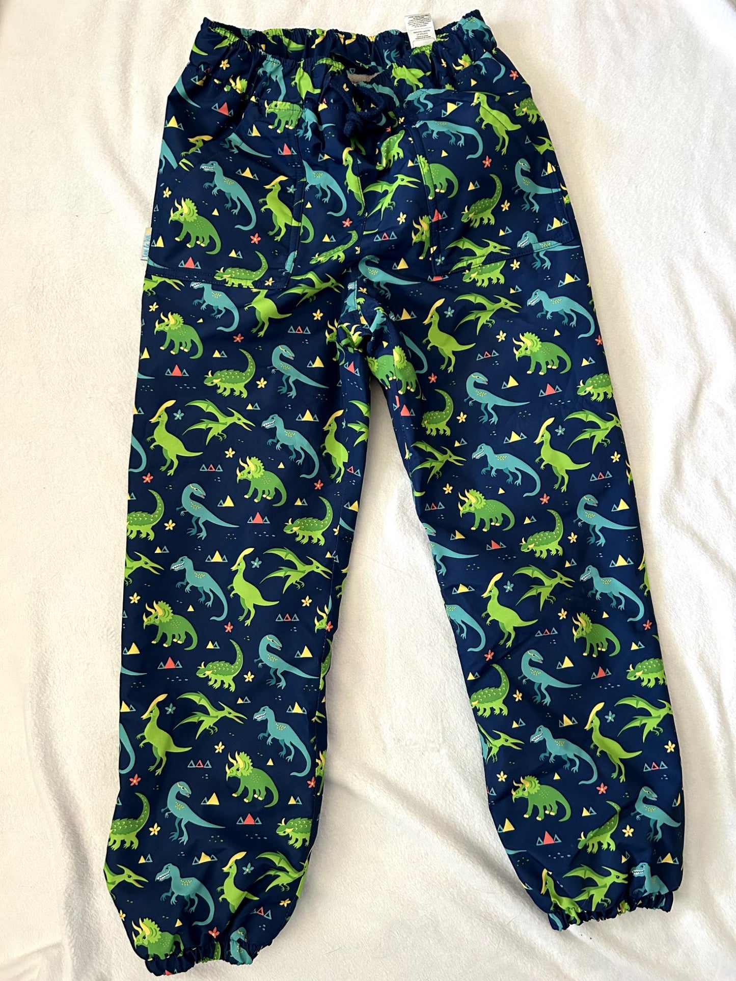 NWT- Jan & Jul, Kids Fleece Lined Rain Pants, size 8,  Dino Print, retails $47 new, Kids 8