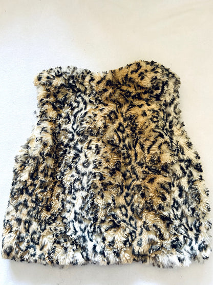 VGUC - Small Shop, Vi & Jax, Leopard Faux Fur Vest with flower pattern lining & suede tie, size 8/9, Kids 8