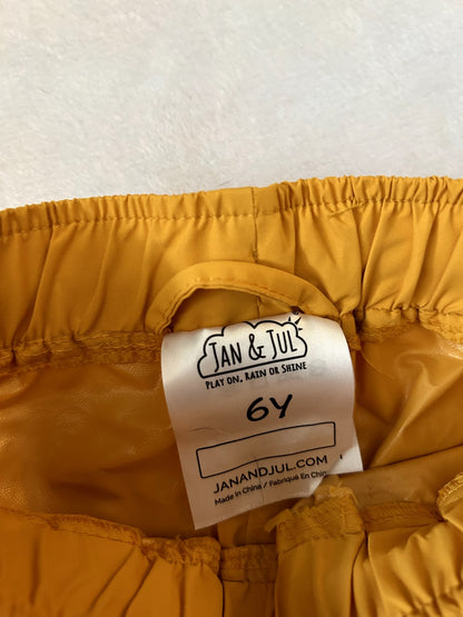 EUC - Jan & Jul, Kids Waterproof Rain Pants, size 6,  yellow, retails $47 new, Kids 6/6X