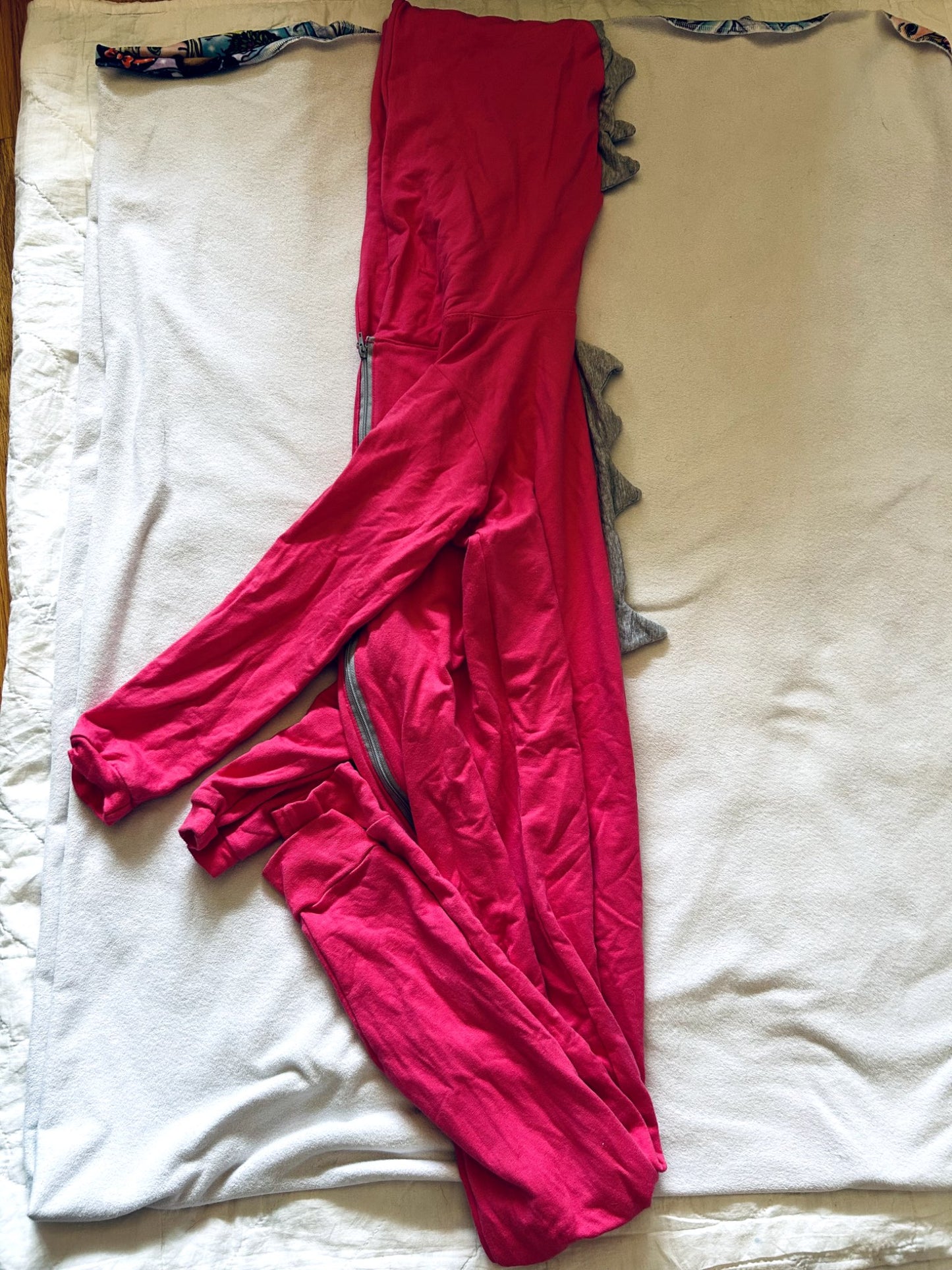 EUC - Small Shop, Mi and Fi, Dinosaur zip romper in hot pink, with spike details on back, size 8, retails, $62 new, Kids 8